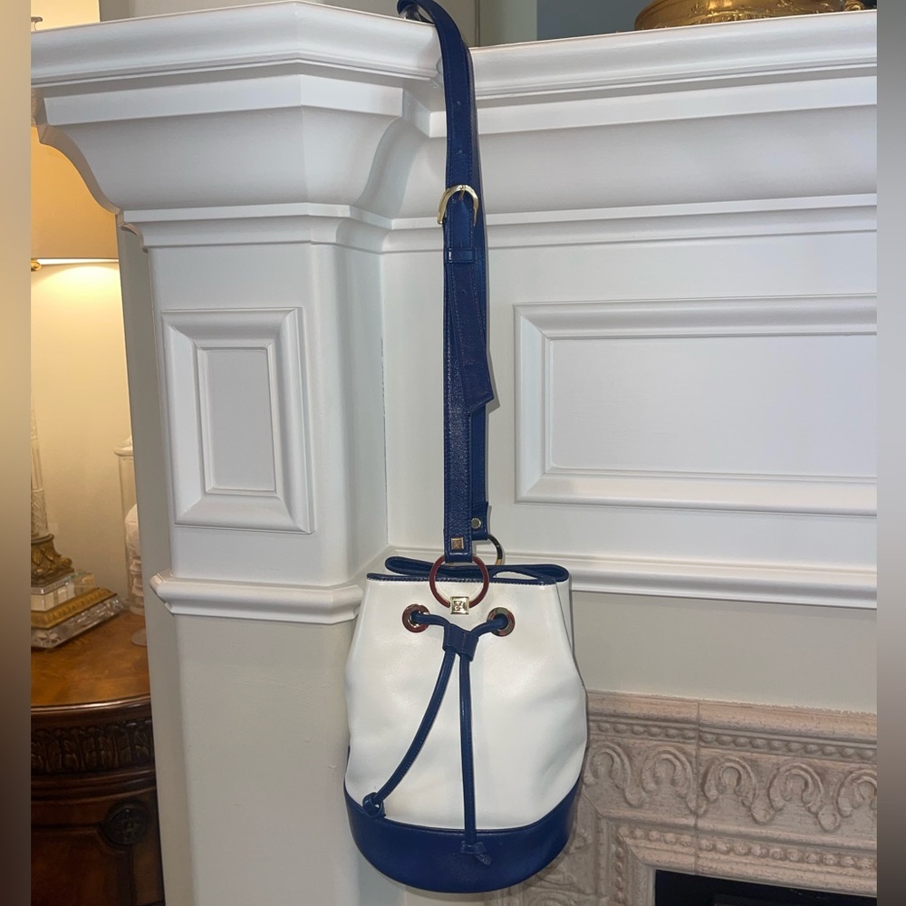 Vintage bicolor leather Jun Ashida bucket bag
